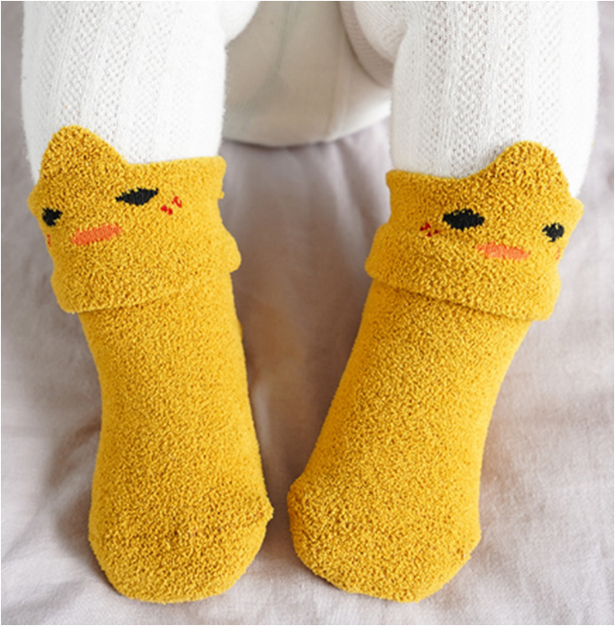 Teplé protiskluzové ponožky - Kuřátko (12-24m)