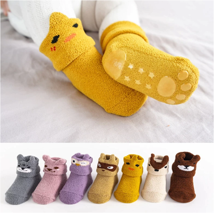 Teplé protiskluzové ponožky - Kuřátko (12-24m)