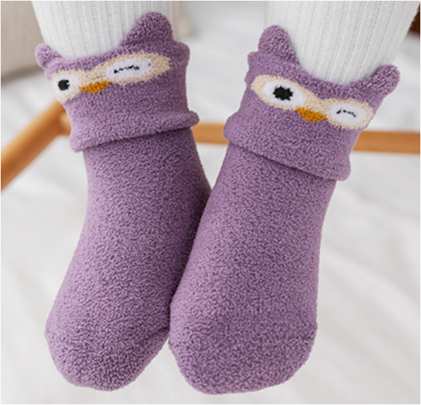 Teplé protiskluzové ponožky - Sovička (12-24m)