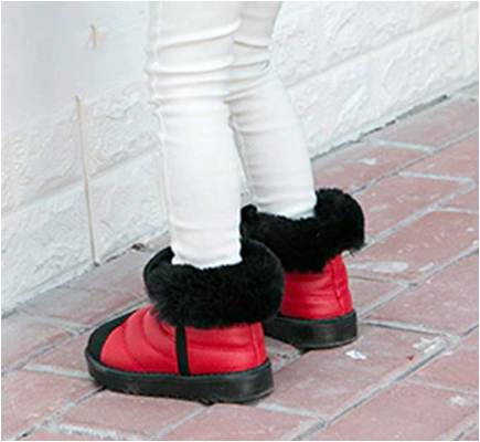 Sněhule s kožešinou - ČERVENÉ - (24-36m)