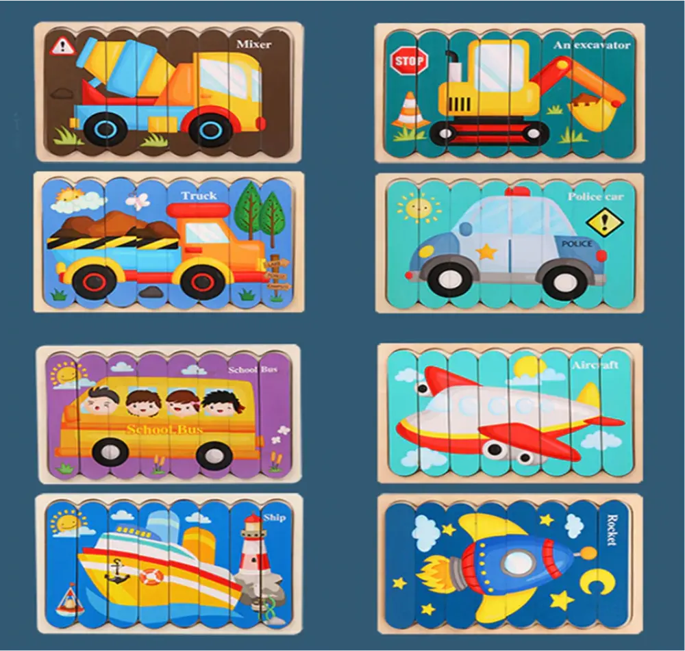 Oboustranné dřevěné puzzle (S) - PRASÁTKO