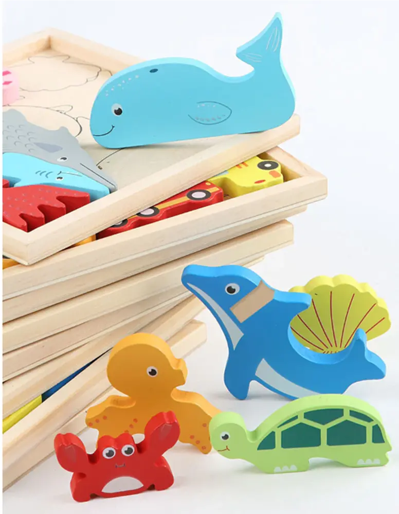 Dřevěné 3D puzzle - MOŘSKÁ ZVÍŘÁTKA 