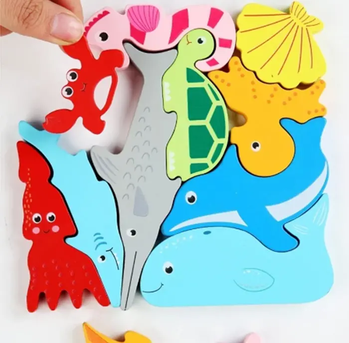 Dřevěné 3D puzzle - MOŘSKÁ ZVÍŘÁTKA 