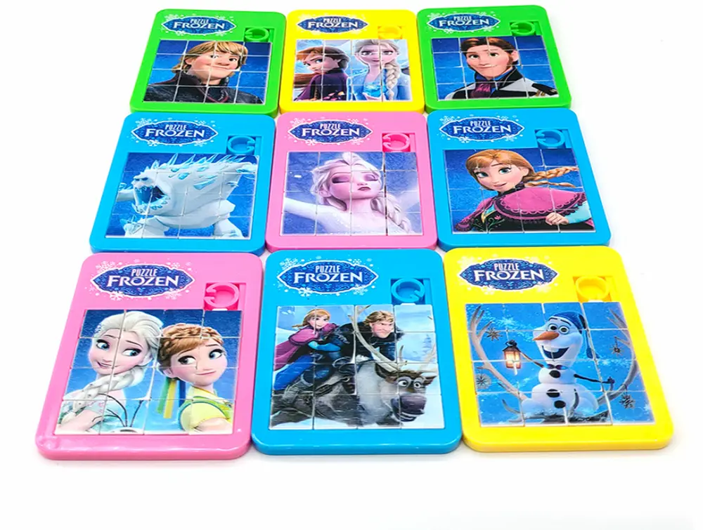 Kapesní posuvné puzzle 4 x 4 - LEDOVÉ KRÁLOVSTVÍ - Anna a Kristoff - modré