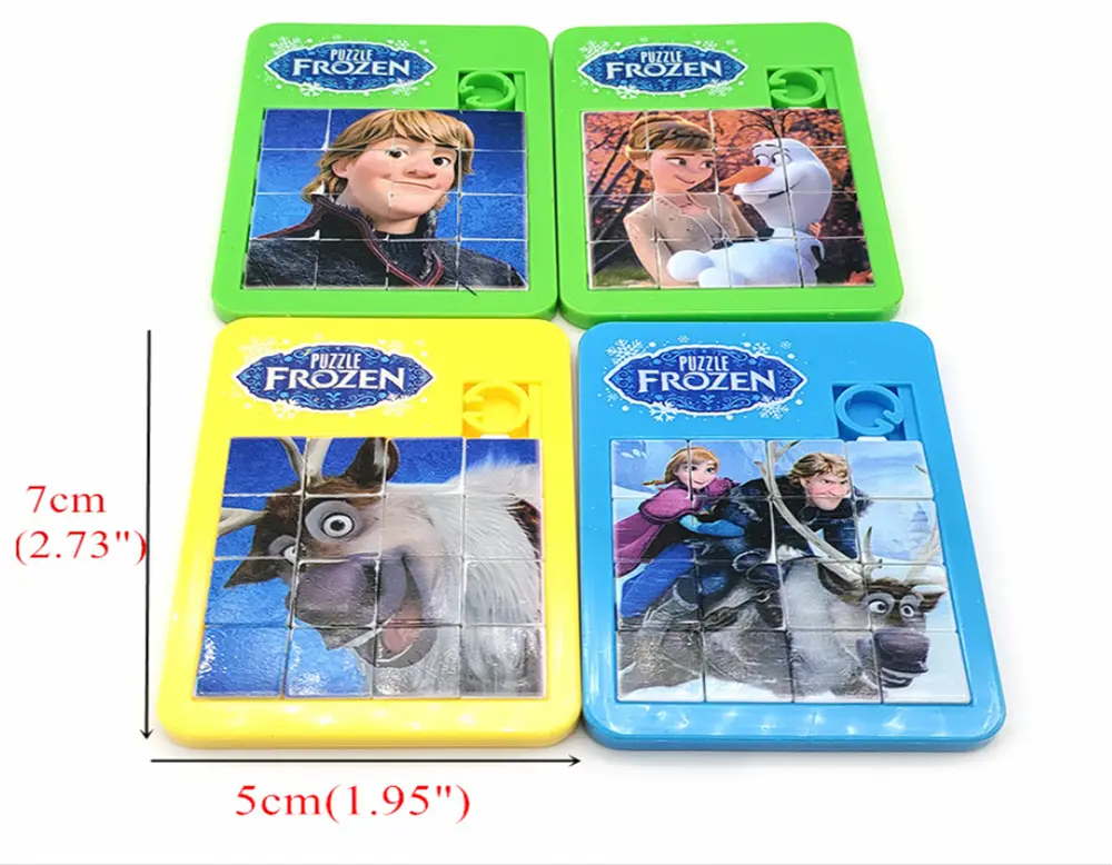 Kapesní posuvné puzzle 4 x 4 - LEDOVÉ KRÁLOVSTVÍ - Anna a Kristoff - modré