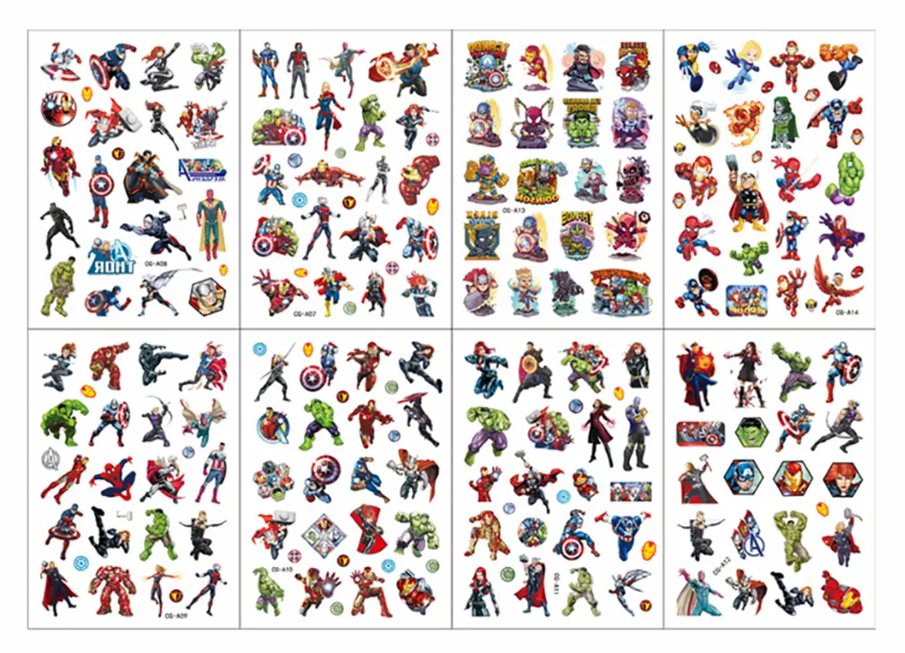 Dětské dočasné tetování - THE AVENGERS 2 - SVÍTÍCÍ VE TMĚ