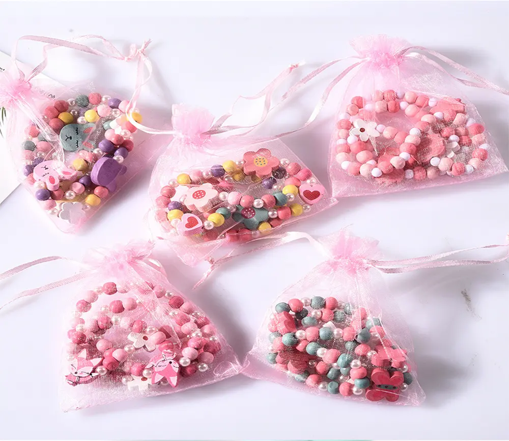 Dřevěný set (náramek + náhrdelník) - MOŘSKÁ PANNA