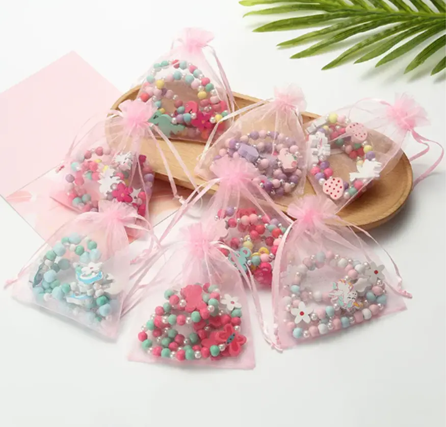 Dřevěný set (náramek + náhrdelník) - MOŘSKÁ PANNA