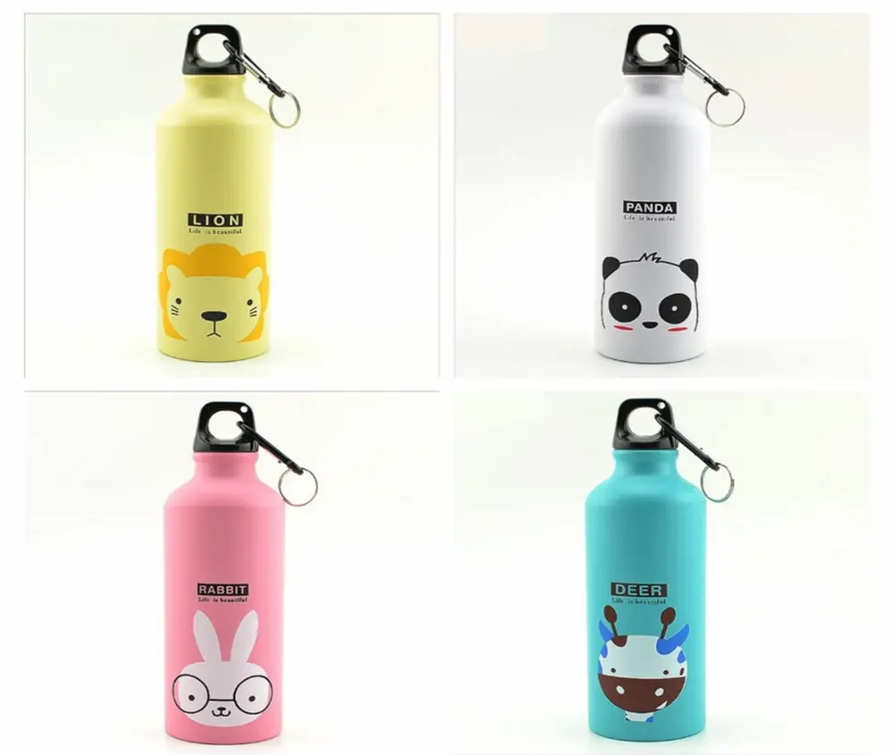 Outdoorová hliníková láhev s karabinou - PANDA - 500 ml