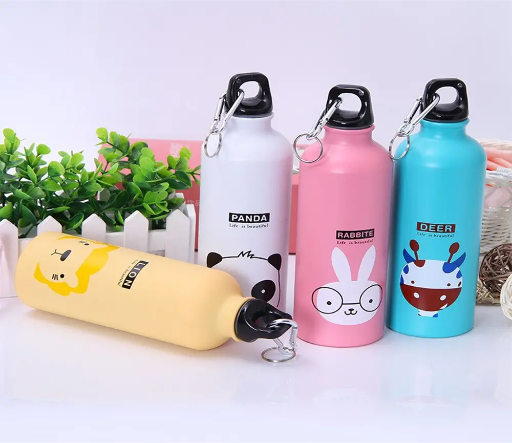 Outdoorová hliníková láhev s karabinou - PANDA - 500 ml