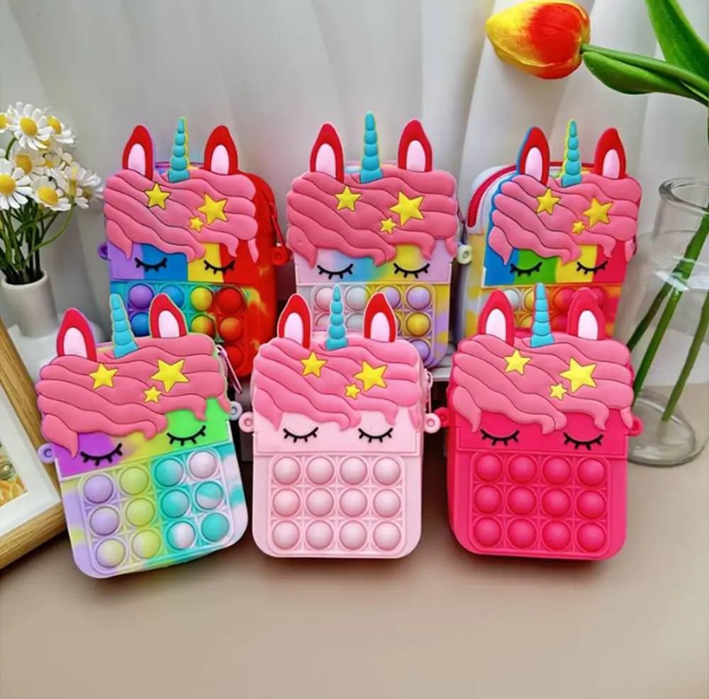 Mini silikonová kabelka - POP IT - Jednorožec 3