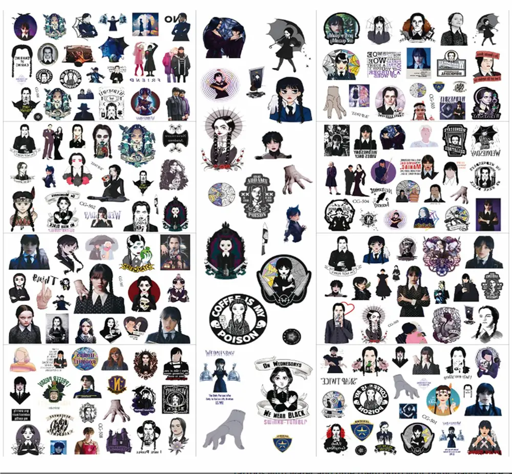 Dětské dočasné tetování - THE ADDAMS FAMILY - WEDNESDAY 2