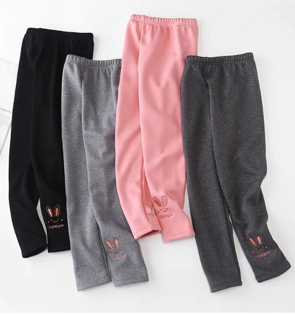 Zateplené termo legíny - ČERNÉ - KRÁLÍČEK (7-8 let)