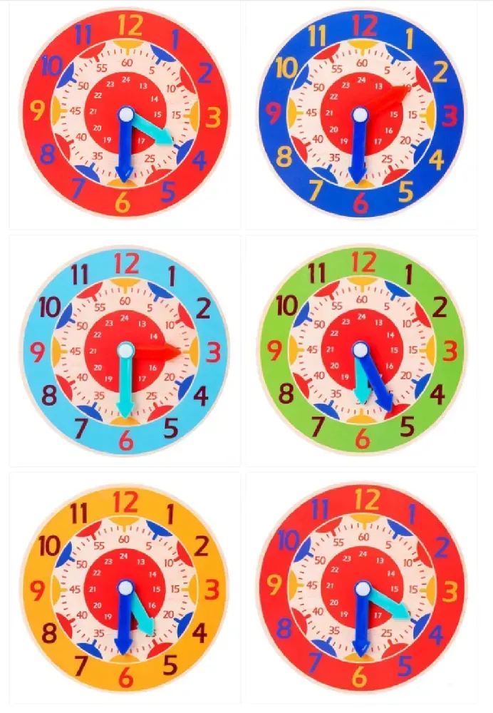 Dřevěné výukové hodiny - SVĚTLE MODRÉ