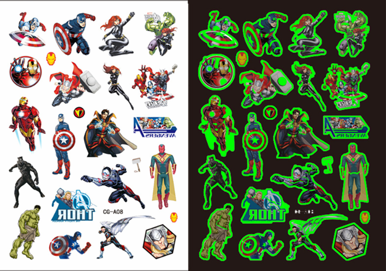 Dětské dočasné tetování - THE AVENGERS 6 - SVÍTÍCÍ VE TMĚ