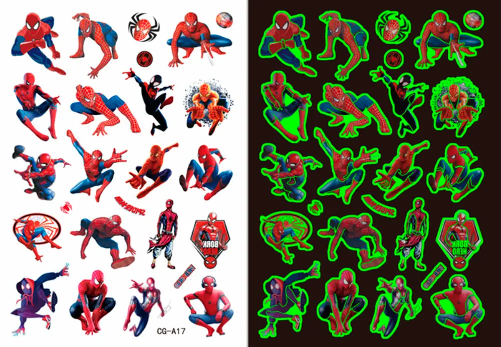 Dětské dočasné tetování - SVÍTÍCÍ VE TMĚ - SPIDER MAN 2