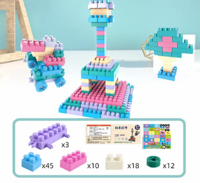 Barevné stavební kostky - Building blocks - 88 dílků