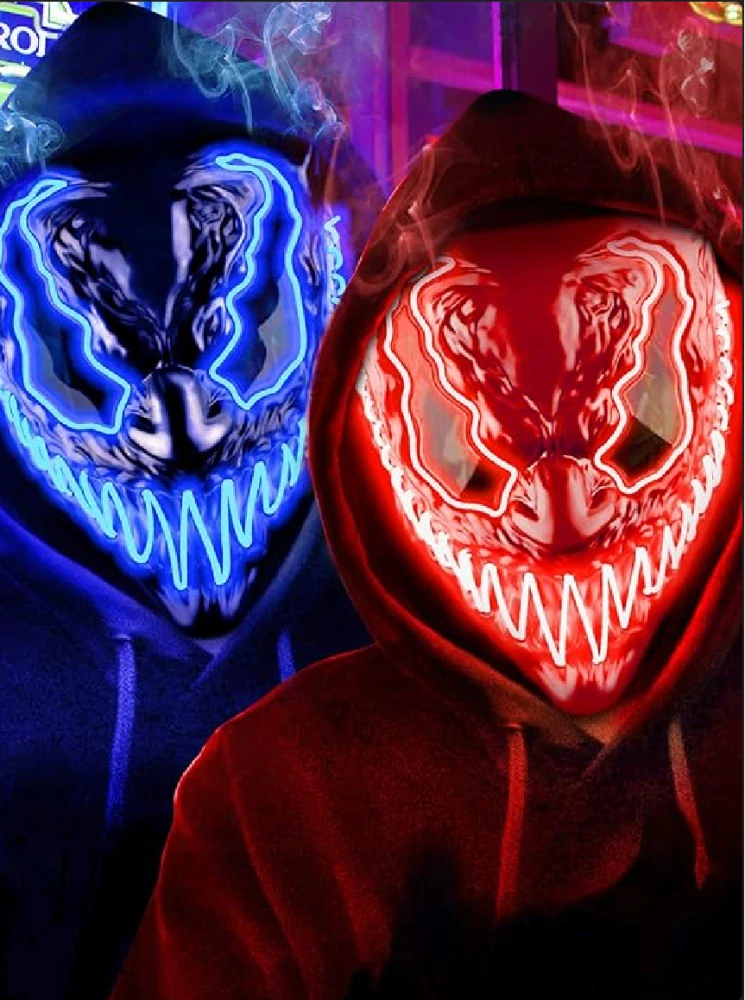 LED Maska na Halloween - VENOBAT - ČERVENÁ