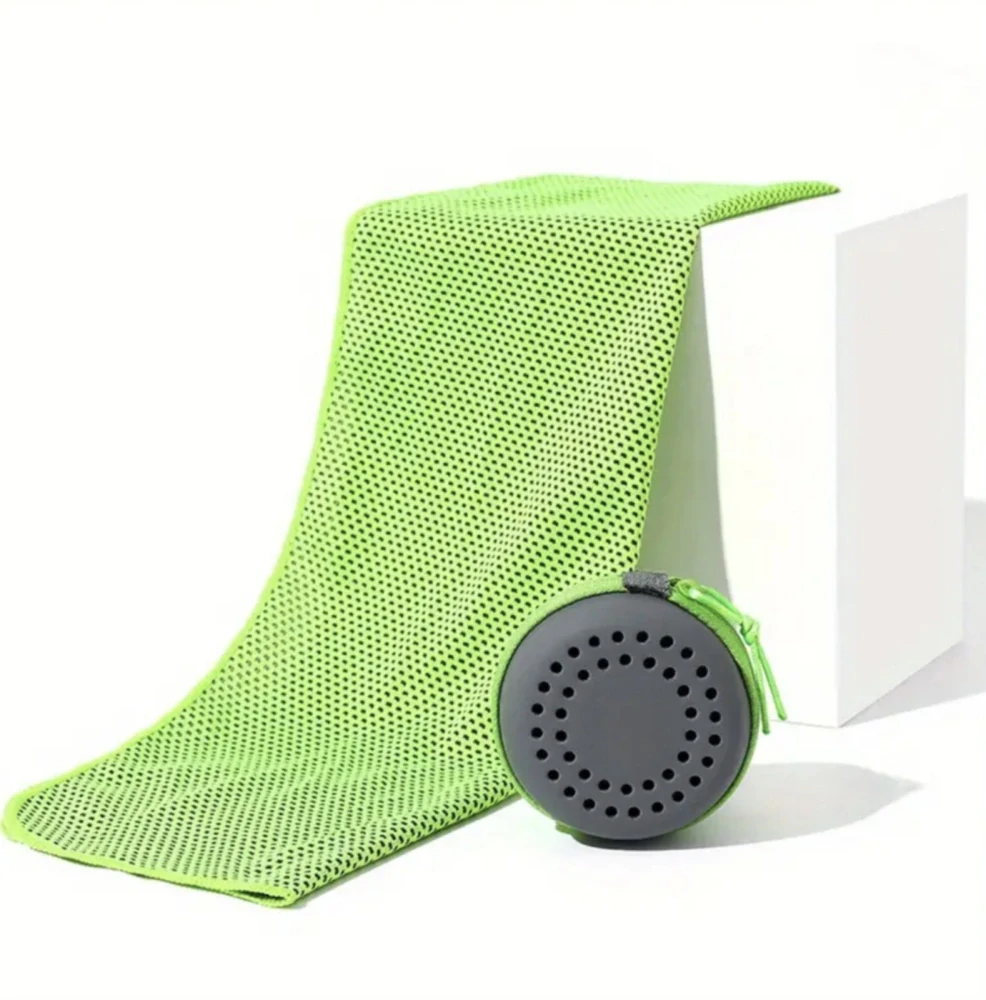 Malý chladící rychleschnoucí ručník - KULATÉ POUZDRO - ZELENÝ (M)