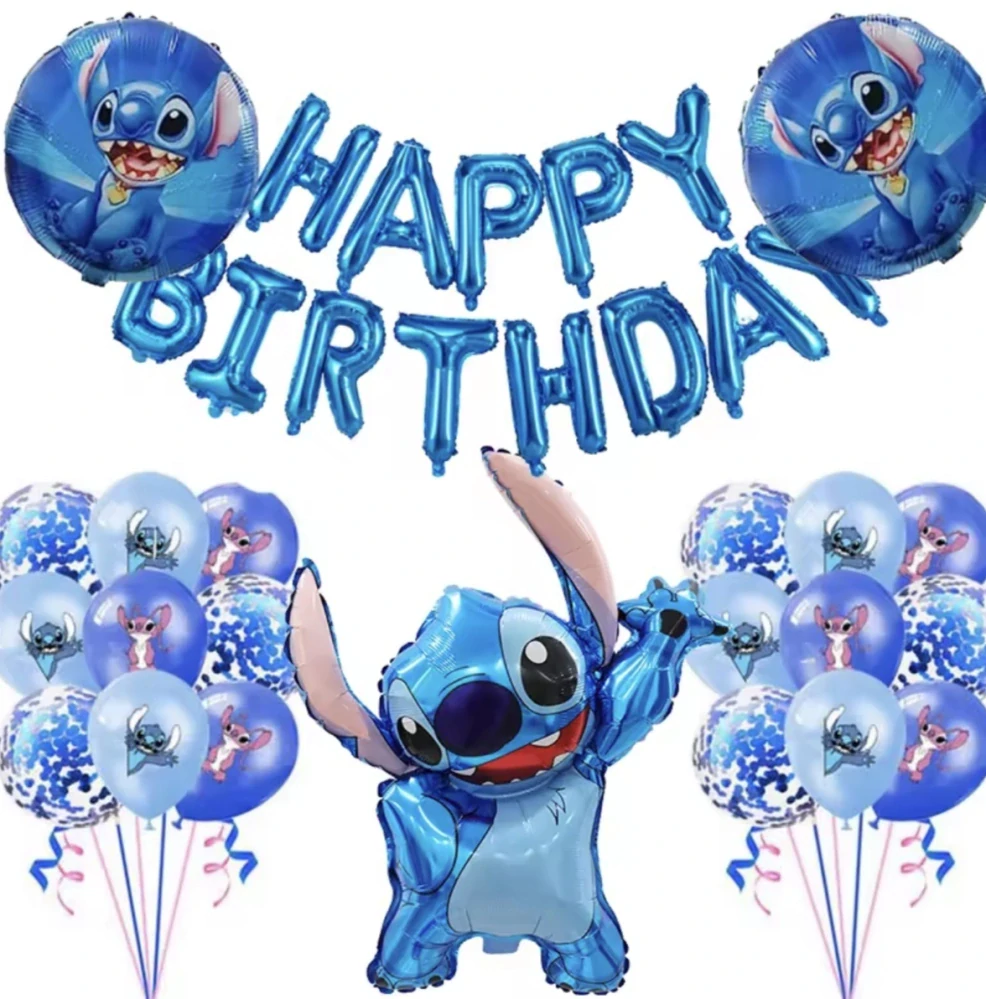 Set balónků k narozeninám - POHÁDKA LILO A STITCH - STITCH - 34 ks