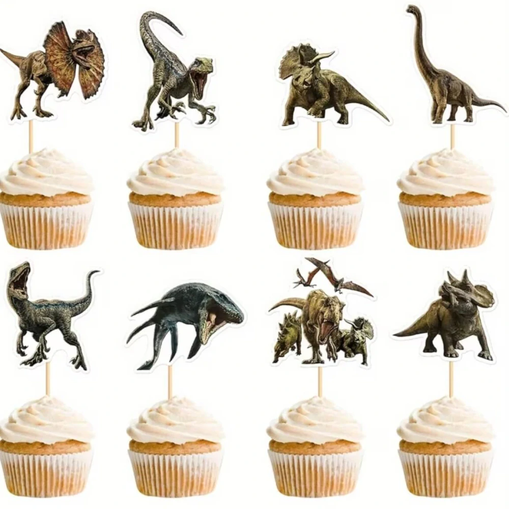 Dekorativní zápichy na muffiny a dezerty Dinosauři – 18 ks