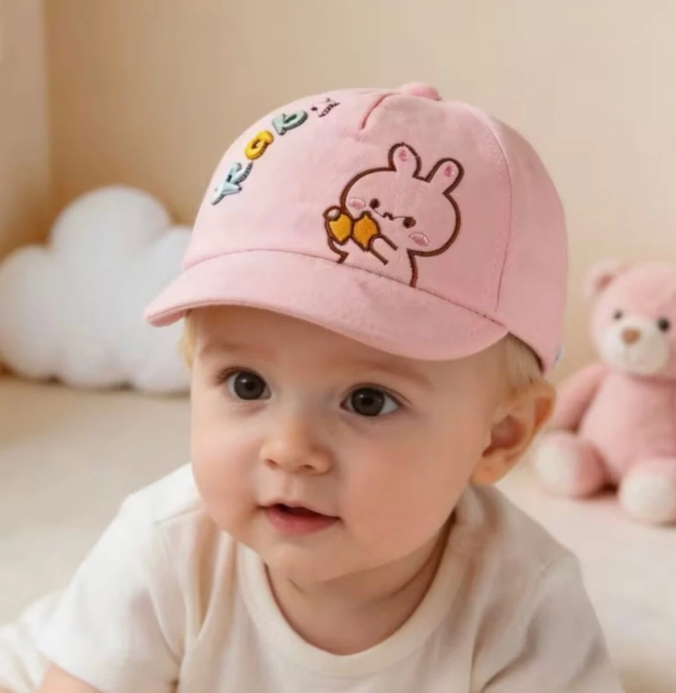 Dětská kšiltovka s výšivkou zajíčka - RABBIT - RŮŽOVÁ (3-12 m)