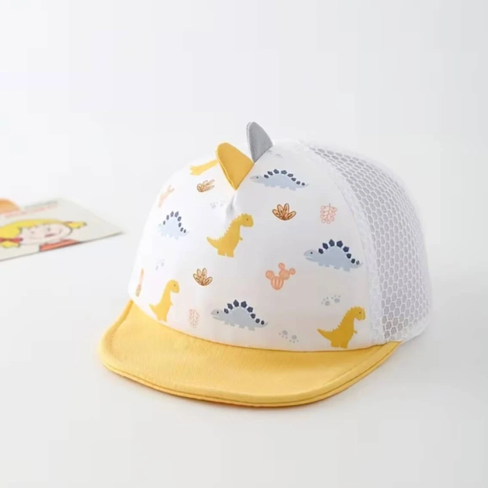 Dětská kšiltovka s dinosaury a hřebínkem - DINO - ŽLUTÁ (3-12 m)