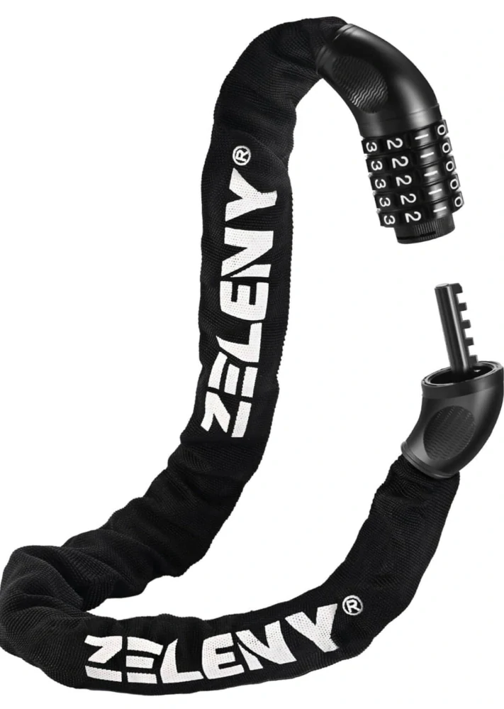 Robustní řetězový zámek na kolo a koloběžku (90 cm, 5místný kód) - ČERNÝ
