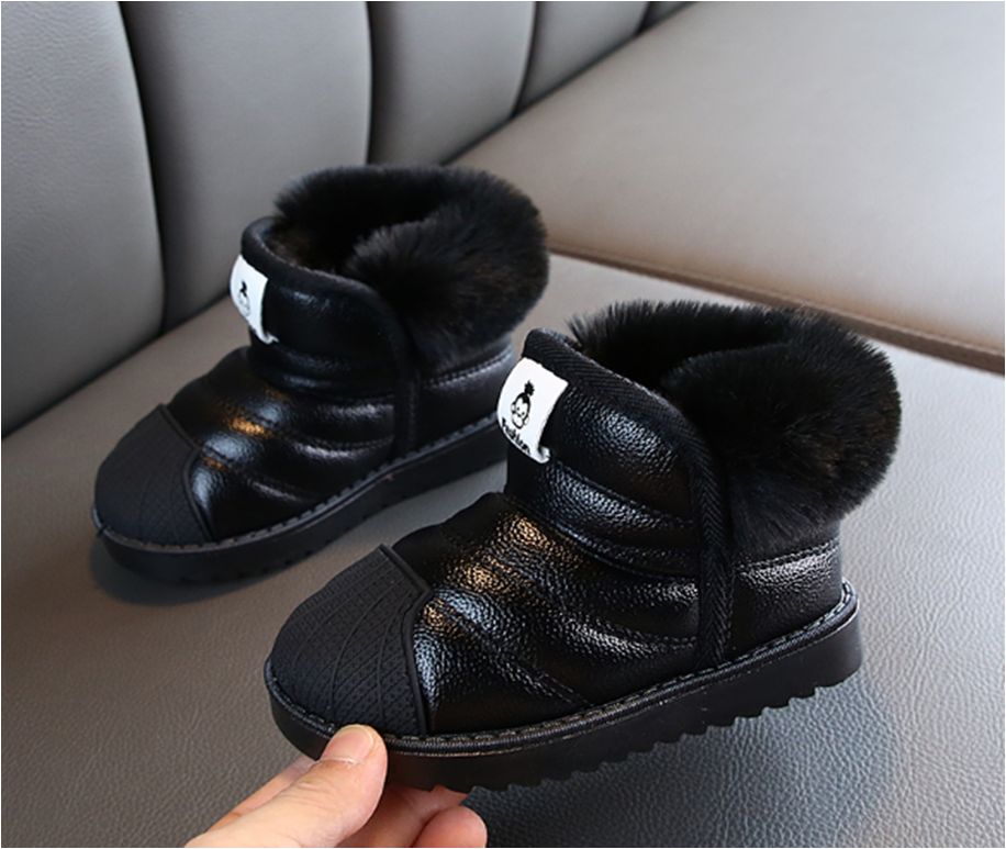 Sněhule s kožešinou - ČERNÉ - (12-18m)