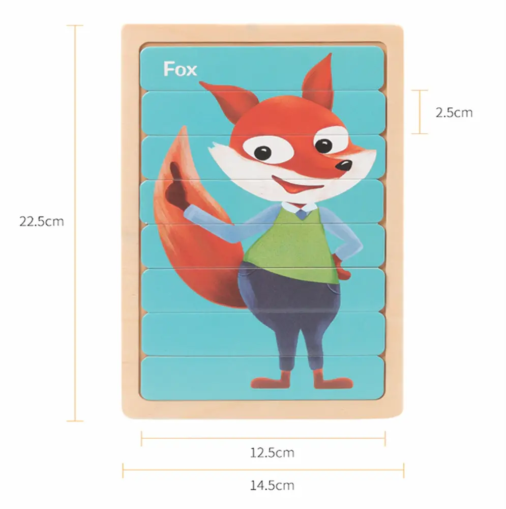 Oboustranné dřevěné puzzle (M) - LIŠKA