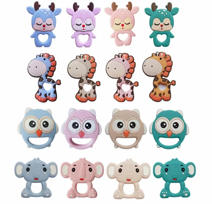 Silikonové kousátko - ŽIRAFKA - MODRÉ