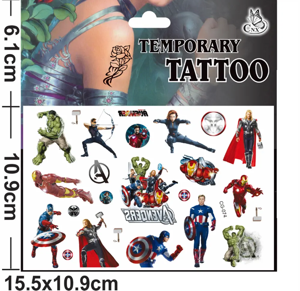 Dětské dočasné tetování - THE AVENGERS 3