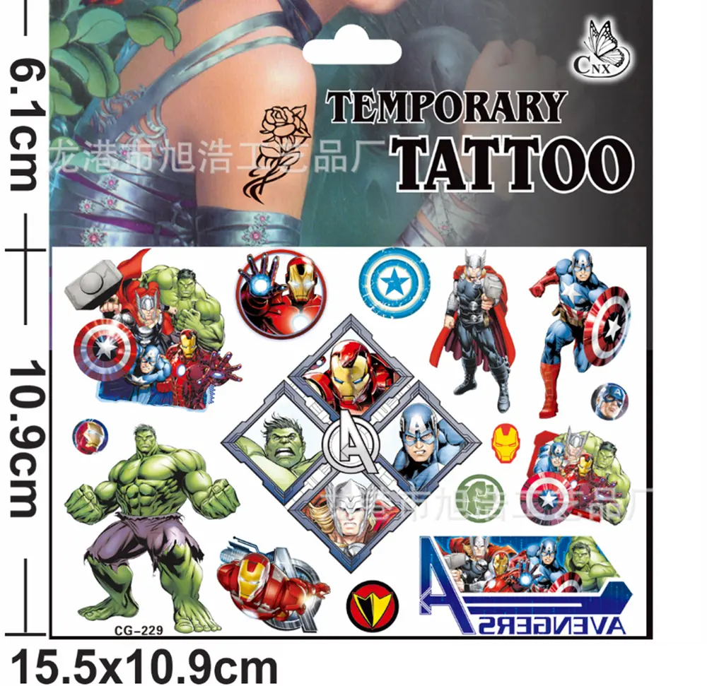 Dětské dočasné tetování - THE AVENGERS 9