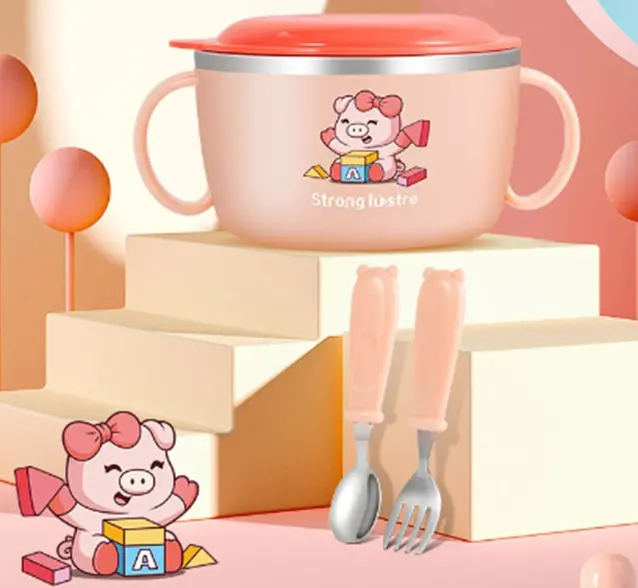 Nerezová termo miska s víčkem - PRASÁTKO - 450 ml