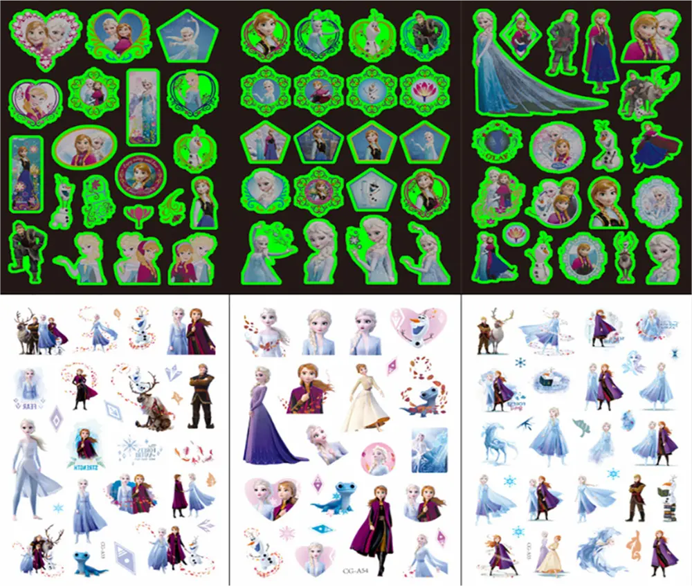 Dětské dočasné tetování - SVÍTÍCÍ VE TMĚ - LEDOVÉ KRÁLOVSTVÍ 1