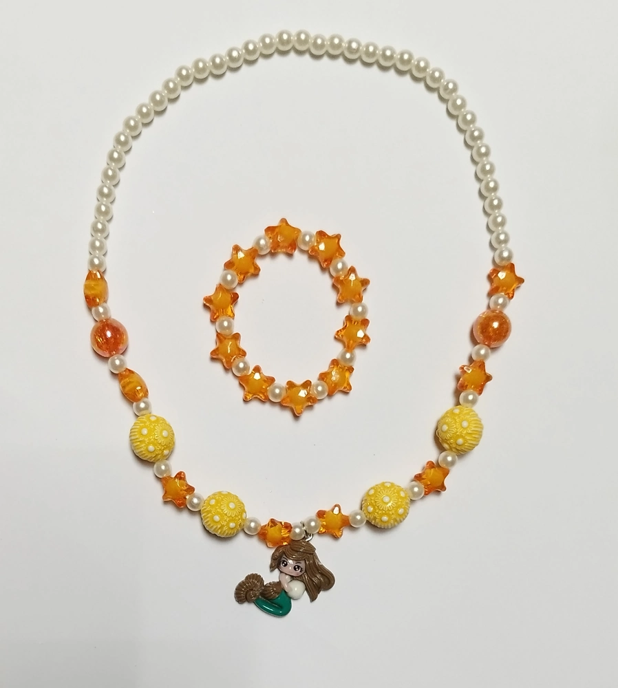Set (náramek + náhrdelník) - MOŘSKÁ PANNA - Oranžový