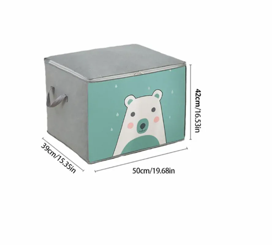 Látkový úložný box na oblečení - MEDVÍDEK - ZELENÝ