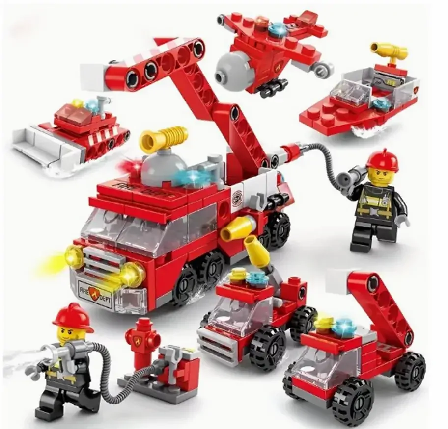 Malá stavebnice hasičského auta 6 v 1 - 142 ks