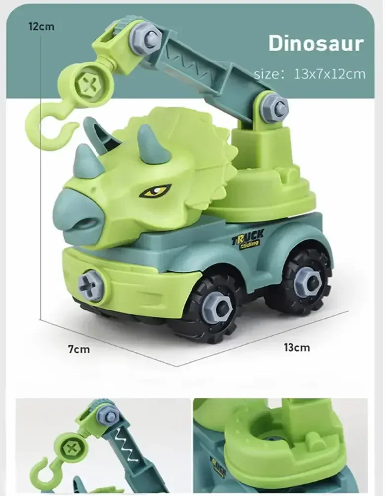 Autíčko malý konstruktér - DINOSAURUS TAHAČ - světle zelený