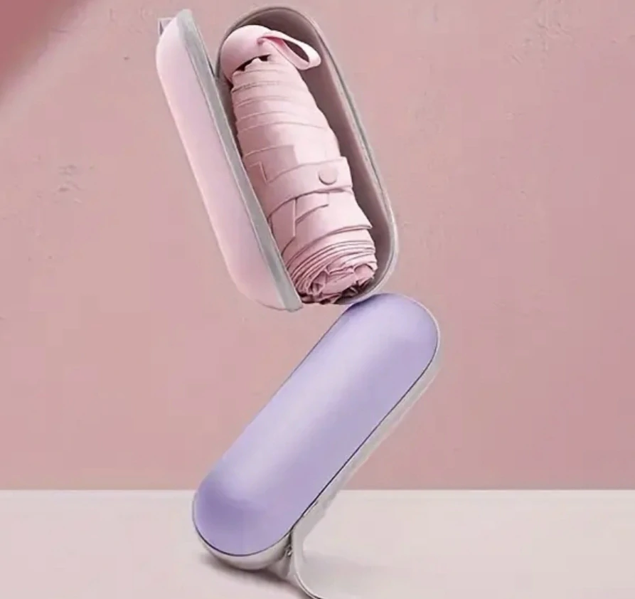 Malý skládací deštník S UV Ochranou a pouzdrem - RŮŽOVÝ