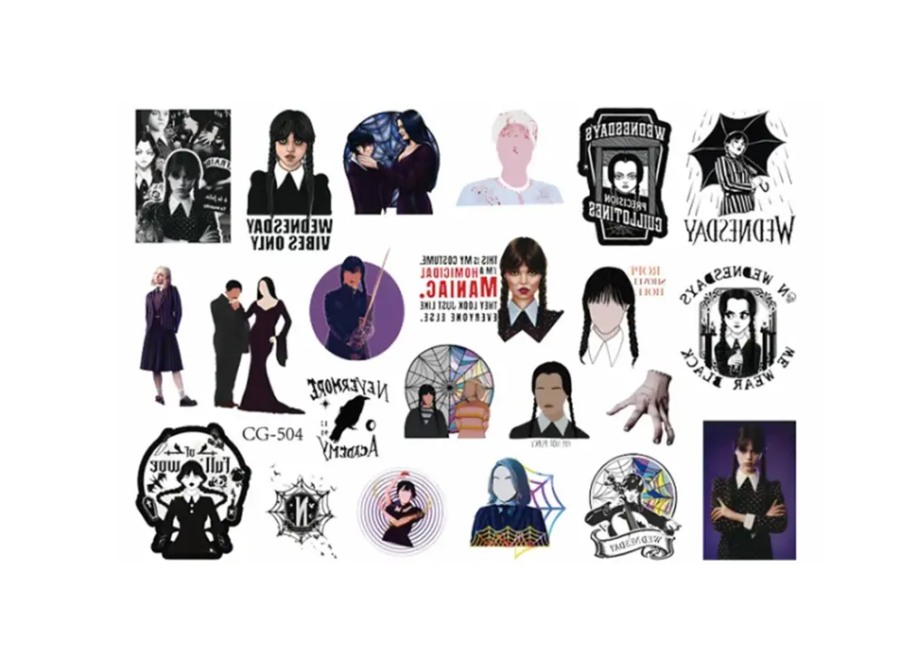 Dětské dočasné tetování - THE ADDAMS FAMILY - WEDNESDAY 2