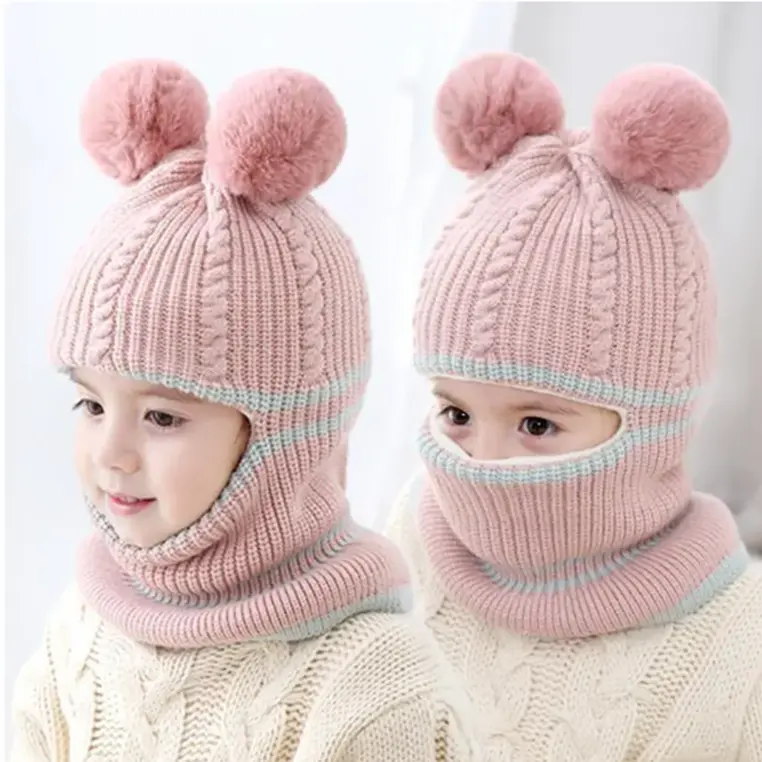 Pletená zimní kukla - RŮŽOVÁ