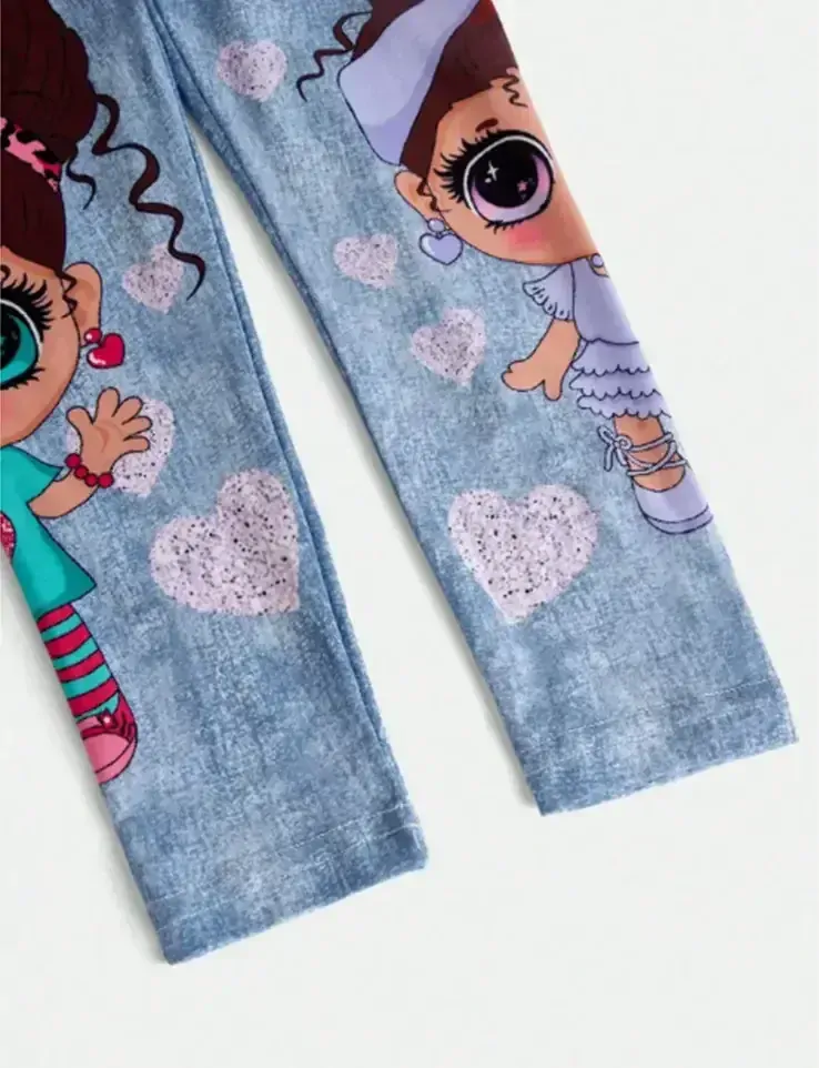 Letní legínky - PANENKY - SVĚTLE MODRÉ (6-7let)