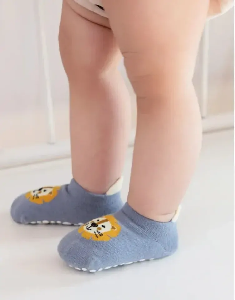 Protiskluzové ponožky - MODRÉ - LVÍČEK - (3-5 let) L