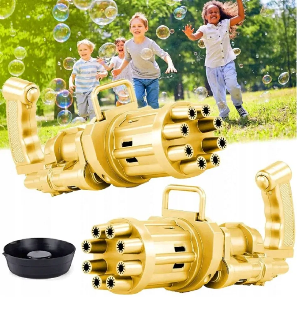 Bublifuková pistole na baterky - ZLATÁ 