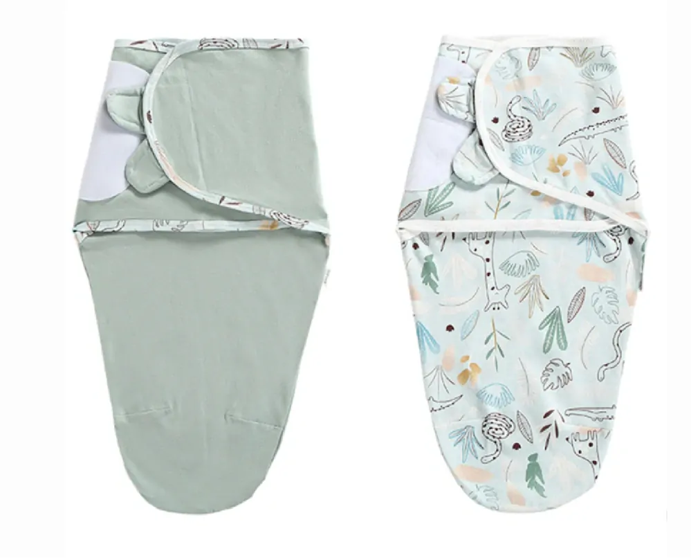 Bavlněné spací pytle 2 ks - ZAVINOVAČKY - ZELENÉ - M (3-6 m) 