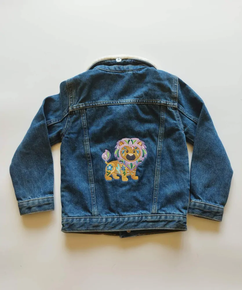 Džínová bunda s lvíčkem - (3-4 roky)