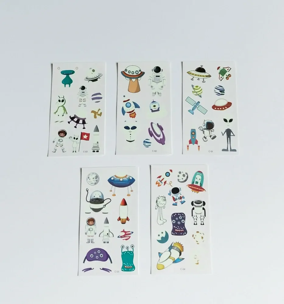 Dětské dočasné tetování - VESMÍR - SVÍTÍCÍ VE TMĚ