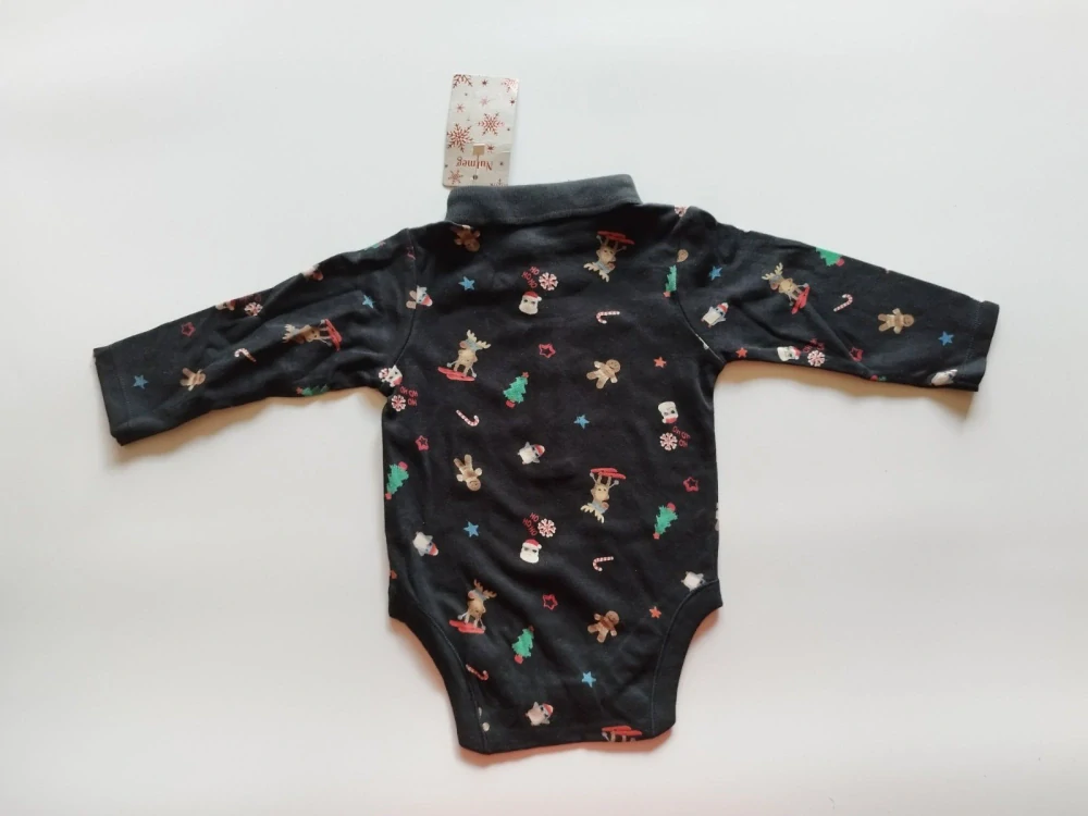 Vánoční body s dlouhými rukávy a límcem (9-12 m)