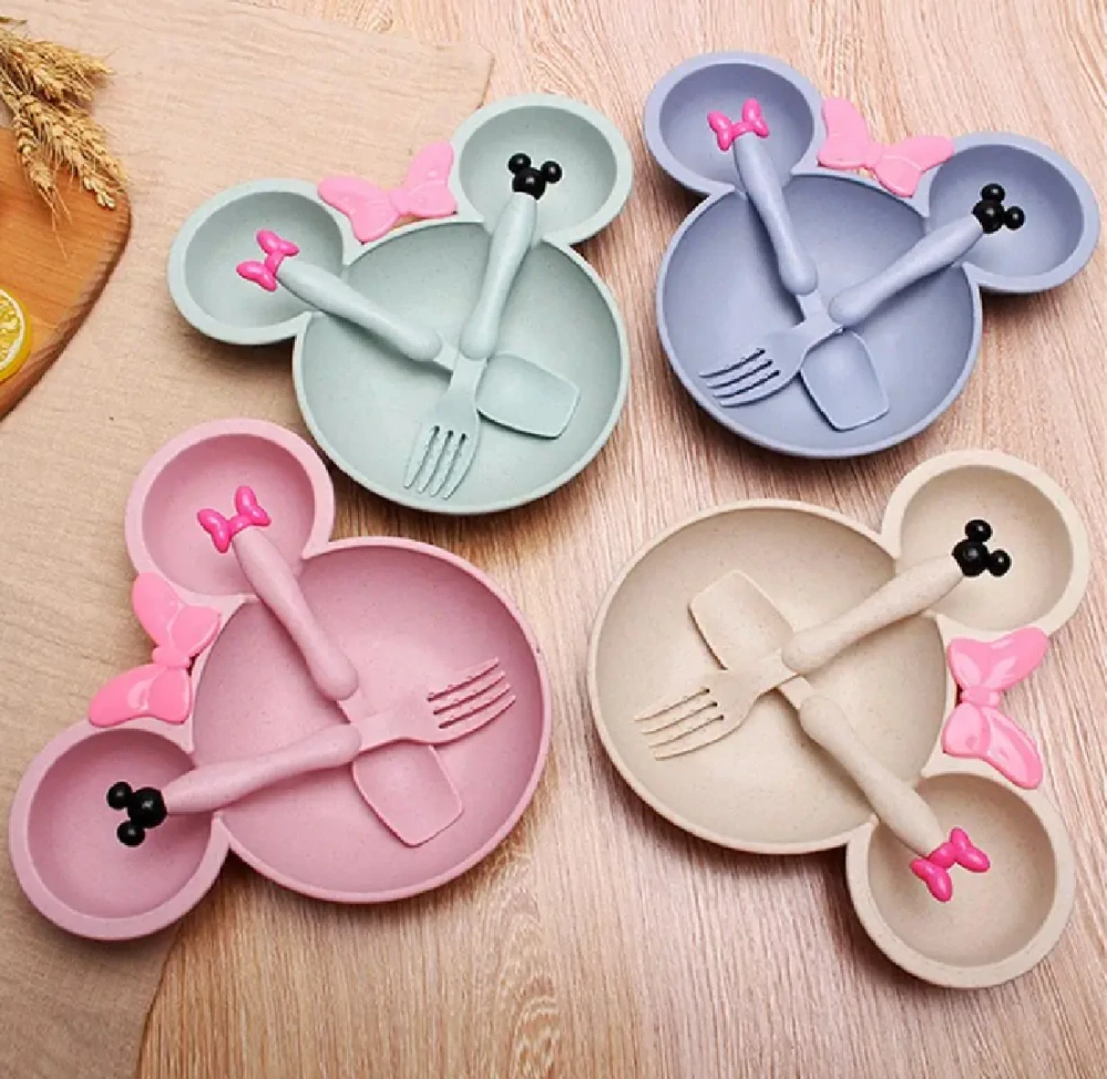 Set z pšeničné slámy - MINNIE MOUSE - RŮŽOVÝ